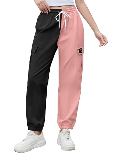 Image of Cromoncent Girls&Womens Cargo Pants Elastic Waist Lightweight Outdoor Jogger Pants, 6 Years - XX-Large