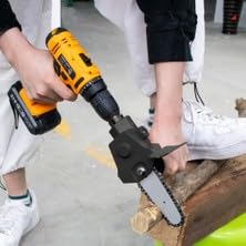 Matkap Uyumlu Zincirli Dal Budama Testeresi Ahşap Sunta MDF Kesme Aparatı Tutma Kollu Zincir Dahil