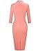 MUXXN Women's Vintage 50s Midi 3/7 Sleeve V Neck Sheath Wedding Guest Business Work Pencil Dresses Peach XL