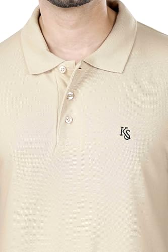 Image of KAUS & SHAN Men's Pure Cotton Regular Fit Solid Half Sleeve Casual & Semi Formal Office Wear Polo T-Shirt