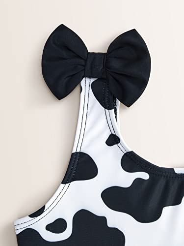 WDIRARA Girl's Cow Print One Piece Swimsuits Bikini Bathing Suit4