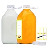 64oz Glass Milk Bottles,Reusable Glass Milk Jugs,Clear 2Qt Glass Water Containers with Airtight Screw Lids,Clear Glass Milk Pitcher for Fridge,Milk,Water,Juice,Syrup and Sauce,2 Pack