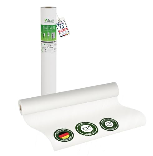 Veluxis® Premium Glattvlies als Untertapete & für Malerarbeiten – überstreichbar, rissüberbrückend, formstabil – Vlies Tapete, Wandvlies in Premium-Qualität (Weiß, 25,00 m x 0,75 m - 130g/m²)