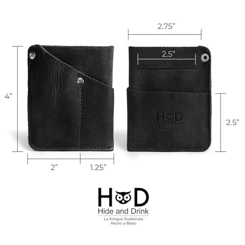 Image of Hide & Drink, Front Pocket Wallet Handmade from Full Grain Leather - Multi-tool Pouch, Card Holder, Money Organizer, Travel Accessories (Charcoal Black)