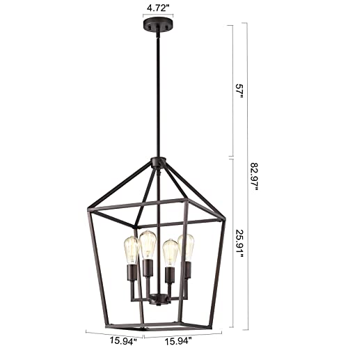 Micsiu 4-Light Farmhouse Chandelier Oil Rubbed Bronze Lantern Kitchen Pendant Light Cage Hanging Lighting For Dining Living Room Kitchen Island Foyer Entryway #TOP1