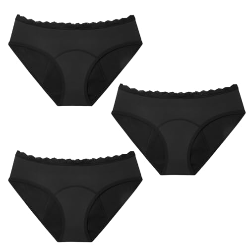Anpro Lot de 3 Culotte Menstruelle Absorbante, Lavable Coton Menstruation pour règles, Post-Partum, récupération-S