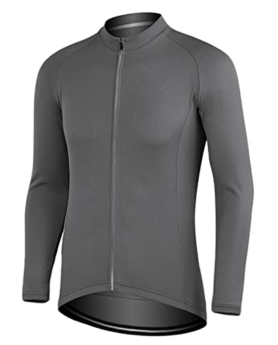 BESTORI Camisa masculina de manga comprida para ciclismo ao ar livre, Cinza, Large