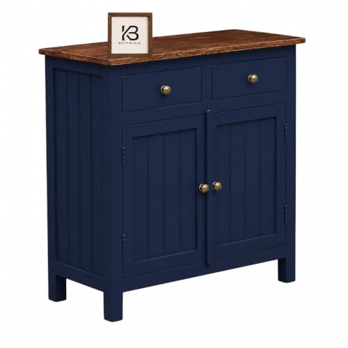 Image of Solid Wood Madrid Sideboard | Sideboard Cabinet (S) | Finish Premium Acrylic Midnight Blue