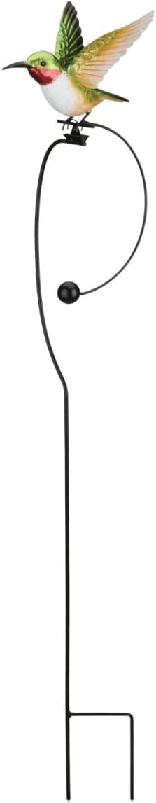 Regal Art & Gift Rocker Hummingbird Garden Stake - Kinetic Metal Art Sculpture, Handcrafted, Durable & Weather-Resistant Outdoor Décor for Garden, Lawn & Patio - Ruby Throated