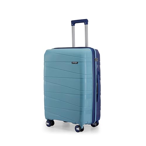 Image of Provogue Azure Hard-Sided PP 75 Cm Check-in Large Size Luggage Suitcase | Expandable Space with 8 Wheels Trolley Bags for Travel | Combination Lock | 5 Year Warranty (Saphire Blue /Peacock Blue)