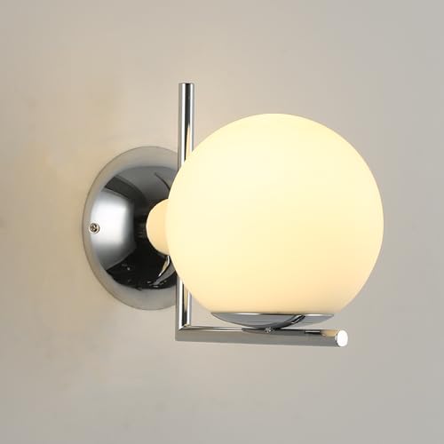 Aplique de pared moderno Alpinaluz de acero cromado con esfera de cristal E27 2