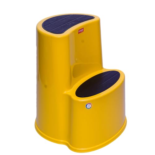 Image of Multipurpose Step Stool with Anti-Skid Surface for Home, Kitchen & Office | Premium Plastic Ladder Stool | 220 kg Hight Weight Load Capacity | 60 x 47 x 51.5 cm  (Mango Yellow)