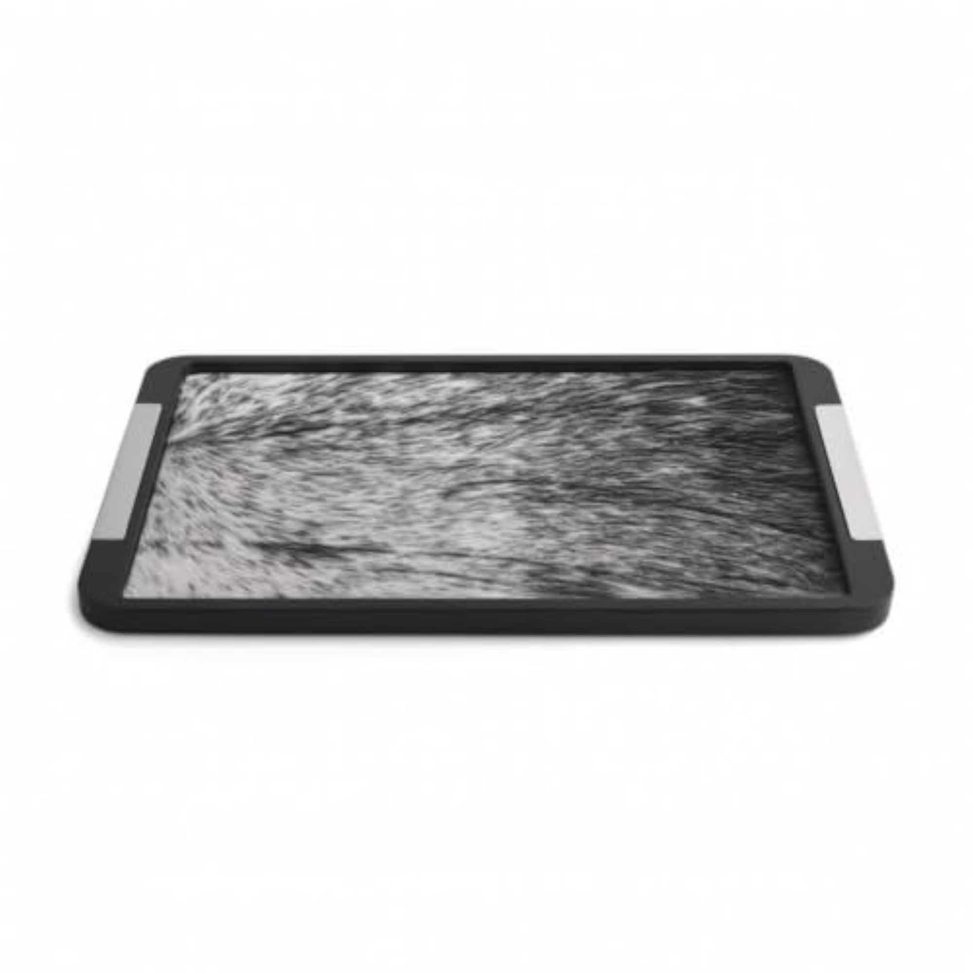 Decorative Tray with Handles, Rectangular Organizer for Coffee Table