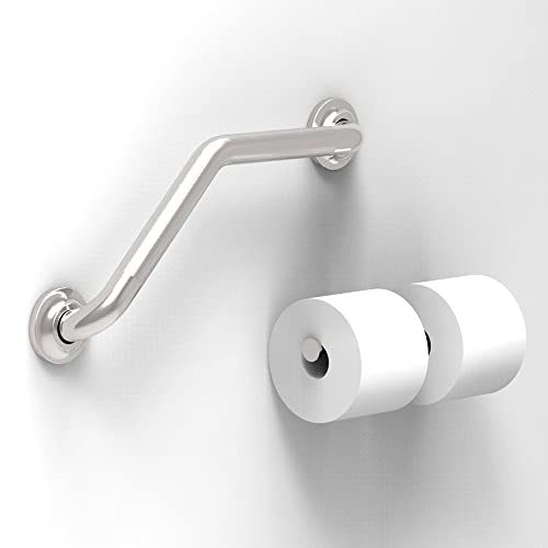 Ameriluck Decorative Angled Grab Bar For Stud Mount, Ada Compliant 500Lbs Loading Capacity, Stainless Steel (Peened, 16 Inches) #TOP5