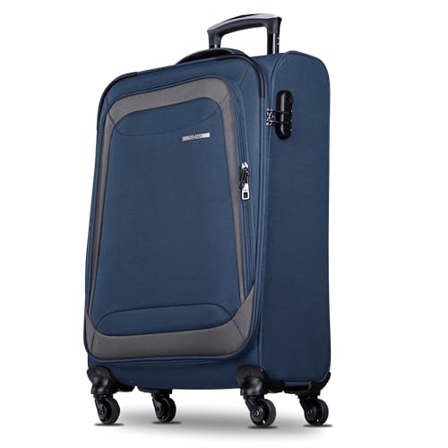 NOWI Korfu Weichschalen Trolley L – Mittelgroßer Stoff Koffer 50L mit 4 Rollen & Zahlenschloss | Leichter Reisekoffer für Damen & Herren (blau, L)