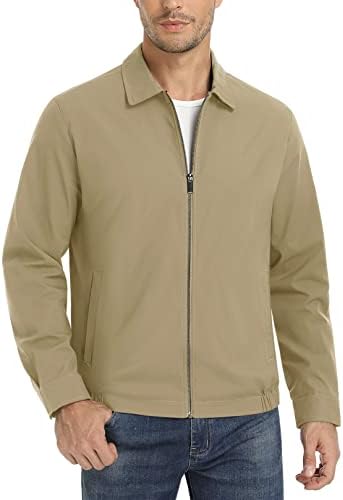 MAGCOMSEN Men’s Lightweight Jacket Full Zip Golf Jackets Collar Windbreaker Casual Spring Coat With 3 Pockets