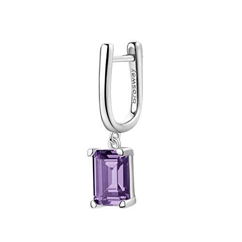 Brosway Orecchino Singolo Donna, Orecchini Pendenti in Argento e Magic Purple | Collezione FANCY - FMP11