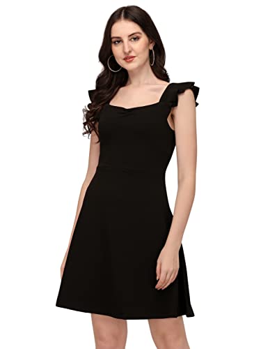 Image of Mehrang Fashion Western Dress || Stretchable Solid Sleeveles Frill Dress for Women || Western Dresses for Women || Dress for Women|| Summer Short Dresses for Women