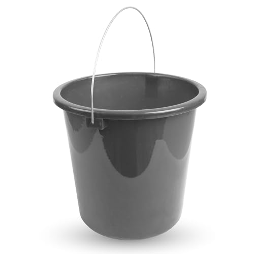 Eimer (1 Stück) Haushaltseimer, 10 Liter, in vers. Farben, Putzeimer aus Stabilem Kunststoff, lebensmittelecht, BPA-frei, Made in EU (Anthrazit)
