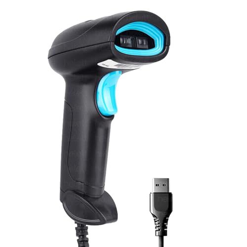Image of Helett HT410 Lite Barcode Scanner Wired USB Handheld 1D Laser Scanner | Plug & Play | Fast Scanning | Retail POS, Warehouse, Billing | Windows Mac Linux | 1 Year Warranty (Black)