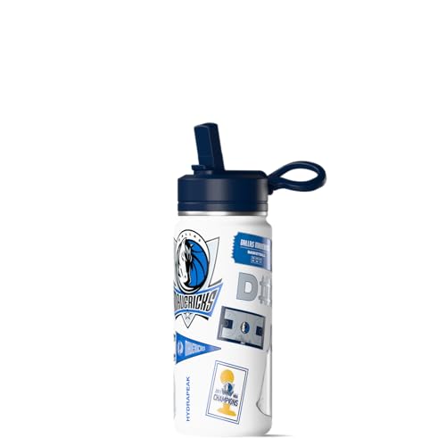 Image of Hydrapeak NBA Officially Licensed Dallas Mavericks 20oz Insulated Water Bottle with Straw Lid & Carry Handle, Leak-Proof Stainless-Steel Game Experience Sports Bottle for Kids, School, Camp