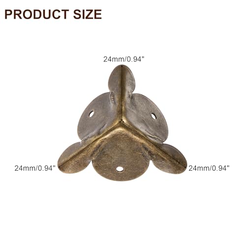 Image of uxcell 24 Pcs Box Edge Guard, 24mm Decorative Box Corner Cover, Corner Protector, Vintage Stair Dust Corners with Screws, Bronze