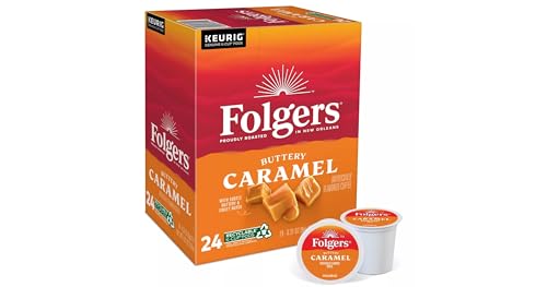 Image of Folgers Caramel Drizzle Flavored Coffee, 96 Keurig K-Cup Pods