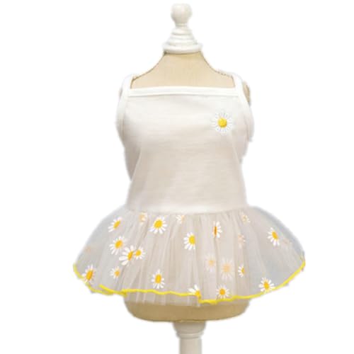 AttRex 犬服 ワンピース 春 夏 ペットのドレス お姫様 猫服 可愛い ドッグウェア チュールスカート 袖なし 小中型犬 洋服 通気性 着脱簡単 抜け毛防止 記念撮影 散歩 お出かけ (XL,ホワイト)