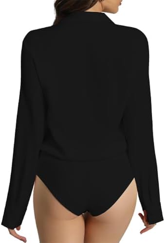 Ticticlily Damen Blusenbody Langarm - Elegant Casual Mit Knopfleiste