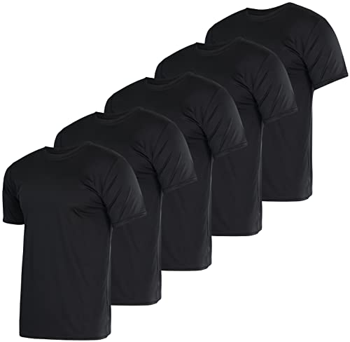 Men s Quick Dry Fit Dri-Fit Short Sleeve Active Wear Training Athletic Essentials Crew T-Shirt Fitness Gym Wicking Tee Workout Casual Sports Running Tennis Exercise Undershirt Top - 5 Pack,Set 8-S