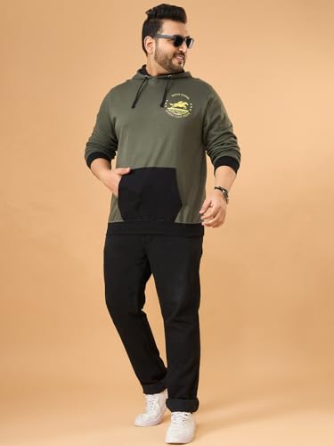 Sweat-shirt à manches longues homme grande taille vert olive confortable