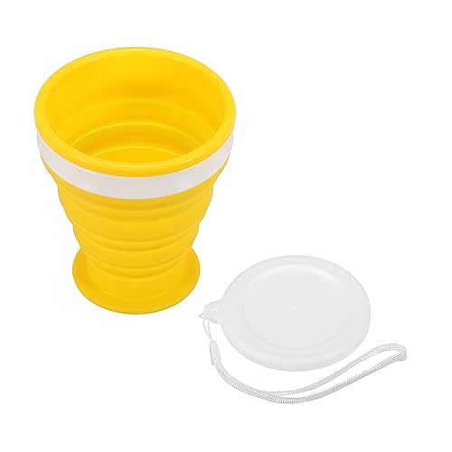 PATIKIL Collapsible Cup, 200mL Travel Folding Cup Silicone Portable Drinking Cup for Camping Hiking Outdoors Yellow