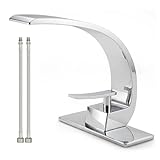 Geobella Bathroom Sink Faucet Modern Single Hole 1-Handle Faucet, Chrome Solid Brass Faucets, Mount Curved Lavatory Faucets Mixer Tap