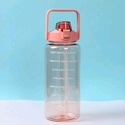 Image of VISBY INDIA Plastic Water Bottle, 2L Capacity, BPA-Free, Airtight, Contemporary Style, Wide Mouth Design for Home, Office, Gym, Travel, Clear Finish, 20cm Height (Pink)