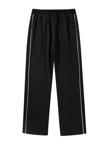 ZAFUL Mens Casual Joggers Sweatpants Wide Leg Drawstring Color Block Side Striped Loose Fit Pockets Pants3