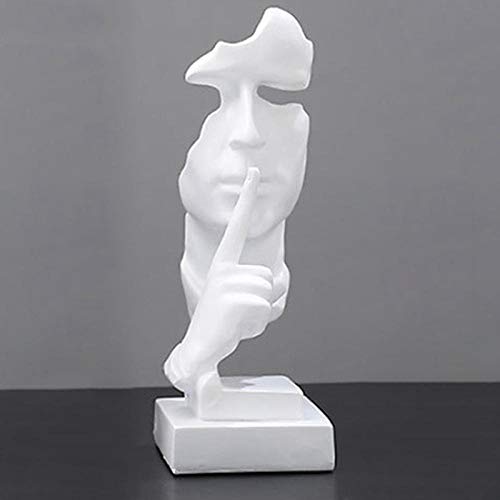 Hamufeng Statua La Statua della Maschera del Silenzio Artistico Slience È Una Statuetta di Scultura in Resina Dorata Che Imita Gli Accessori per La Casa Antichi con Decorazione Bianca Nera-B