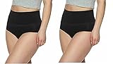 Gloria Vanderbilt Ladies Seamless Shaping Brief Medium Control Soft Yarn (2 Pack) (Black, Medium)