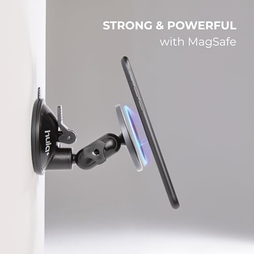 Image of hula+ MagSafe Phone Holder Portable Mount, Reusable Stand for Shower, Mirror, Kitchen, Window, & Bathroom Compatible with MagSafe Adjustable Rotation for Content, TikTok, Movies & Music