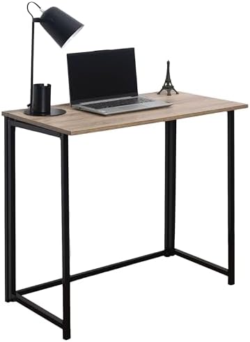 Harbour Housewares Wooden Folding Desk - Black/Black - Durable Space Saving Office Bedroom Study Desk