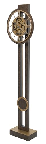 Howard Miller Finnley Grandfather Clock, Adjustable Levelers with Roung Analog Display & Roman Numerals | Black Pendulum with Wooden Base & Black Finish Perfect for Office & Home Decor
