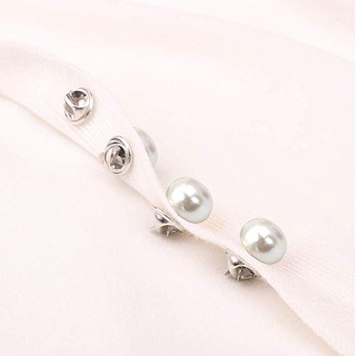 Joyci 10-Pack Women Shirt Brooch Lapel Pins Safety Buckle Knitwear Sweater Decorate Pearl Buttons Metal Tie Tacks Pin Back Clutch B (White Pearl) - Thumbnail 2