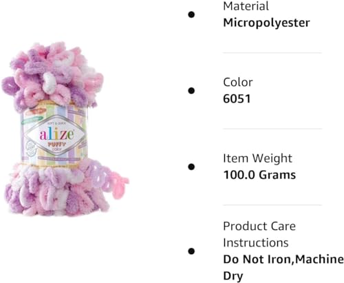 Image of Alize Puffy Color Baby Blanket Yarn Lot of 4skn 100gr 9.8 yards 100% Micropolyester Soft Yarn Hand Knitting Yarn (6051)