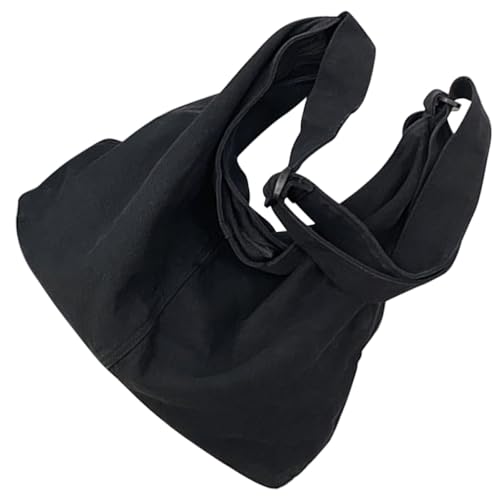 Sac bandoulière grande capacité pour femme | Idéal courses et shopping en toile noire