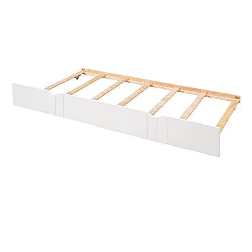 Ball & Cast Twin Size Daybed with Trundle,Solid Wood Day Bed Frame with Backrest and Armrest,Modern Sofa Bed with Slats Support,No Box Spring Needed,White by Ball & Cast - Image 6