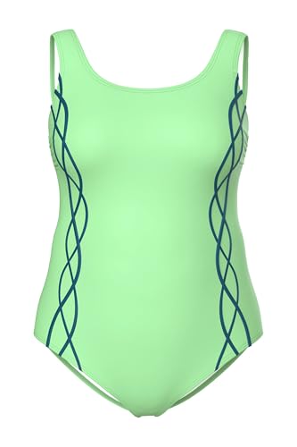 Ulla Popken Damen große Größen Übergrößen Plus Size Badeanzug, Pipings, Unterbrustband, Vorderfutter Kiwi 64 747874436-64 3