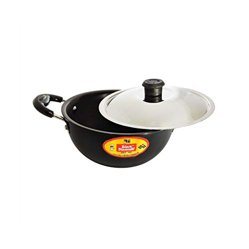 Image of Black Diamond 3 mm Hard Anodised Baby Kadai with Lid (with Induction) - 1.2Litre