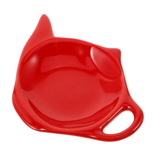 SHINEOFI Porte-sachets de Thé en Céramique Forme Théière Rouge Plateau à Sachets de Thé et Repose-cuillère Accessoire la Cuisine pour Soucoupe Multifonction pour Sachets Usagés