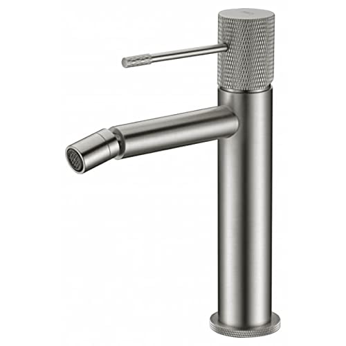 IMEX BDD038-2NQ - Rubinetto monocomando bidet, rubinetto bagno wc, acqua fredda/calda - Serie LINE nichel spazzolato