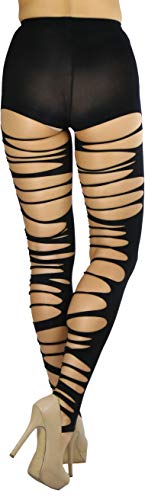 Image of ToBeInStyle Women's Slashed Ripped Shredded Distressed Hosiery Tights Leggings Music Festival