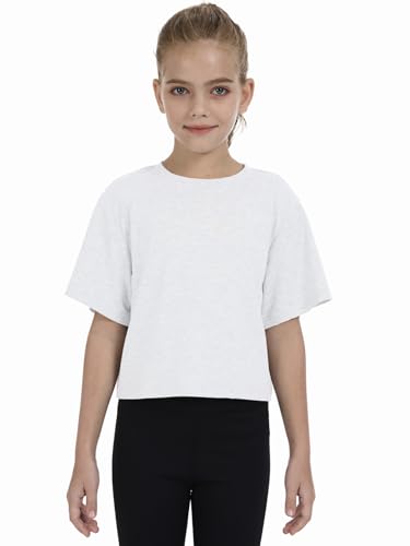 Girls Short Sleeve Crop Tops Kids Fashion Athletic Crew Neck Cropped T Shirts Casual Basic Tees3